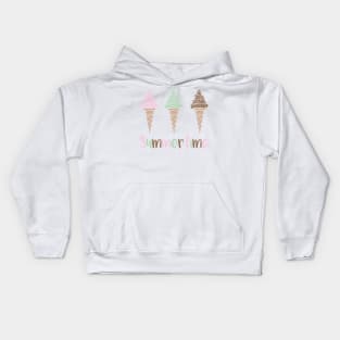 Cute Pastel Summertime Ice Cream Cones Kids Hoodie